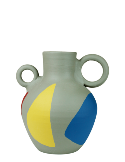 Je réserve l’œuvre de Kanica - Vase moyen gris, jaune et bleu