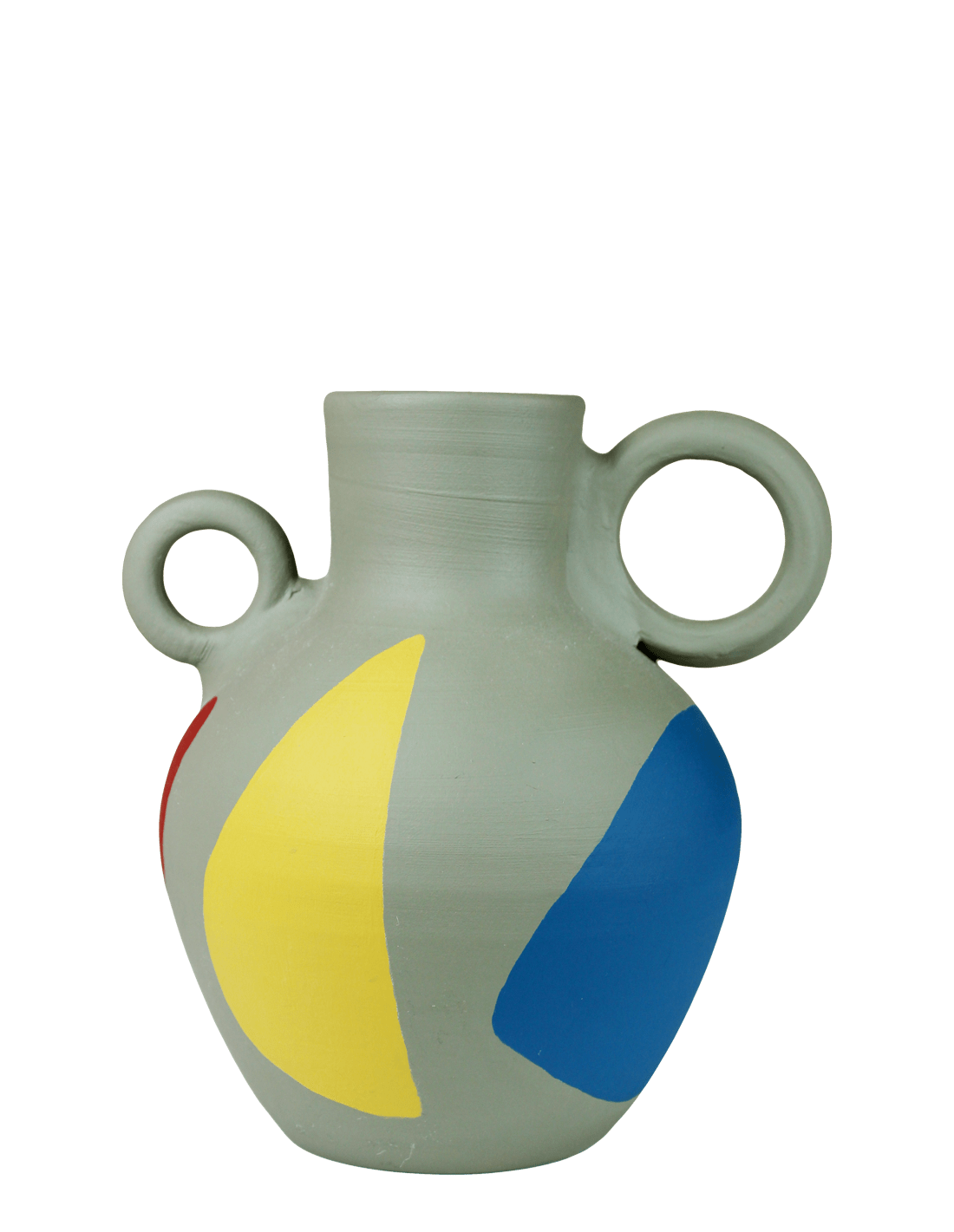 Image of Vase moyen gris, jaune et bleu