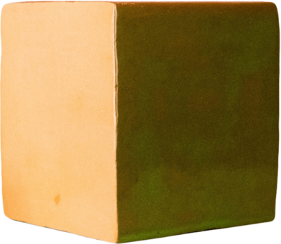 Je réserve l’œuvre de Danielle Lescot - Cube moyen (orange, beige, vert, pourpre, gris)