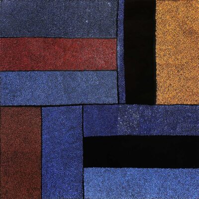 Je réserve l’œuvre de Marjolaine de La Chapelle - Kotel au carré (rouge, bleu et orange enlacés)