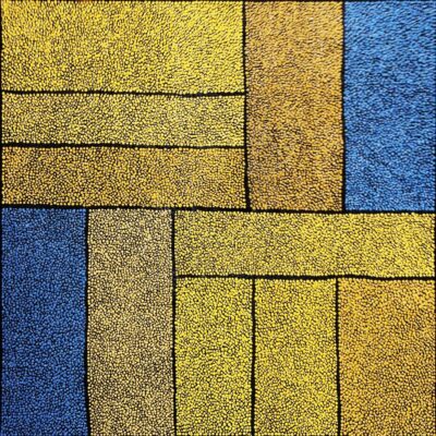 Je réserve l’œuvre de Marjolaine de La Chapelle - Kotel au carré (bleu et jaune imbriqués)