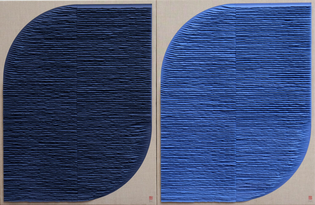 Diptyque deux formes bleues