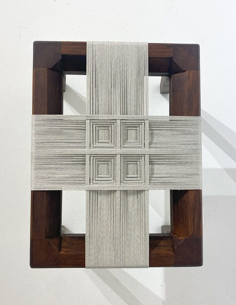 Tabouret assise Potsu vert d'eau