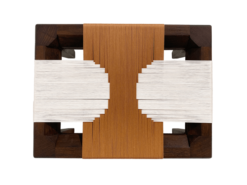 Tabouret assise Kaidan camel et blanc