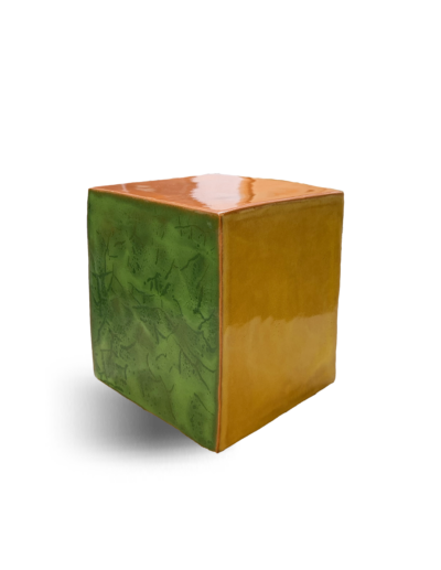Je réserve l’œuvre de Danielle Lescot - Cube (orange, jaune, gris, vert, rose)