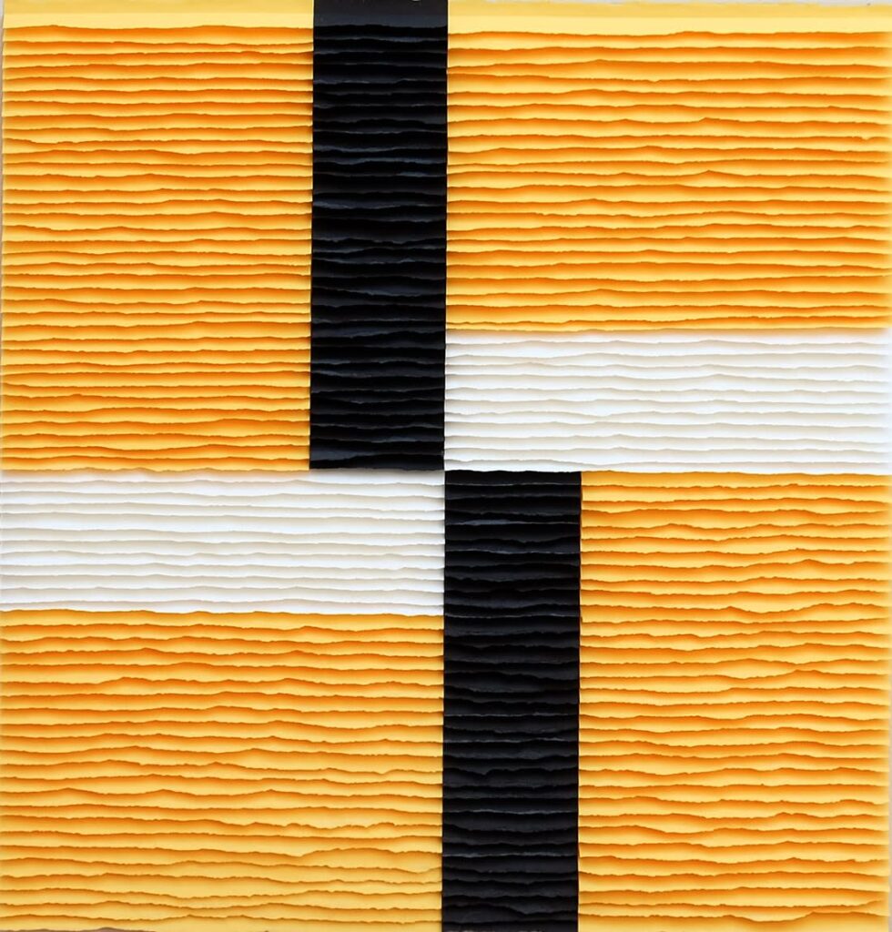 Structure en croix noire et blanche sur fond jaune