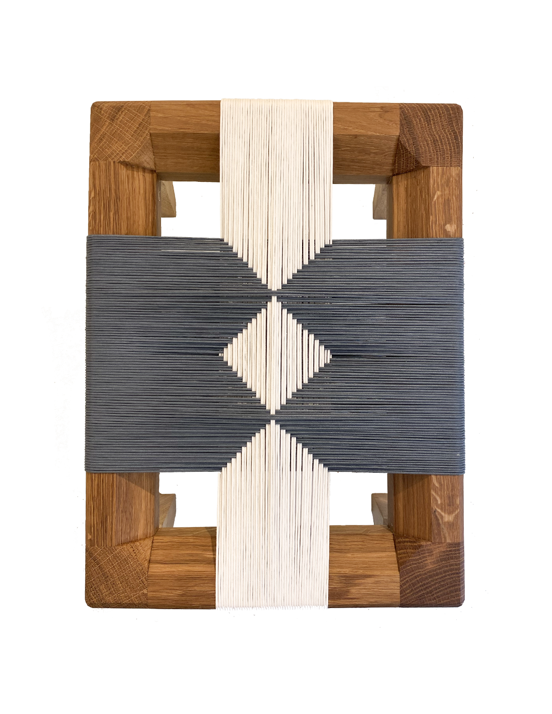 Image of Tabouret assise écru et bleu