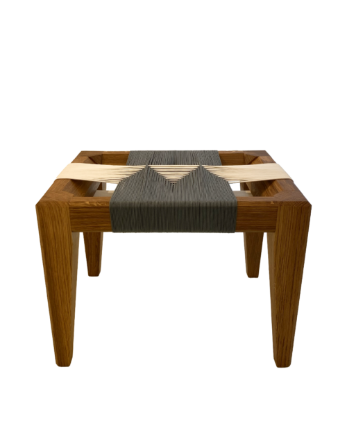 Tabouret assise écru et bleu image