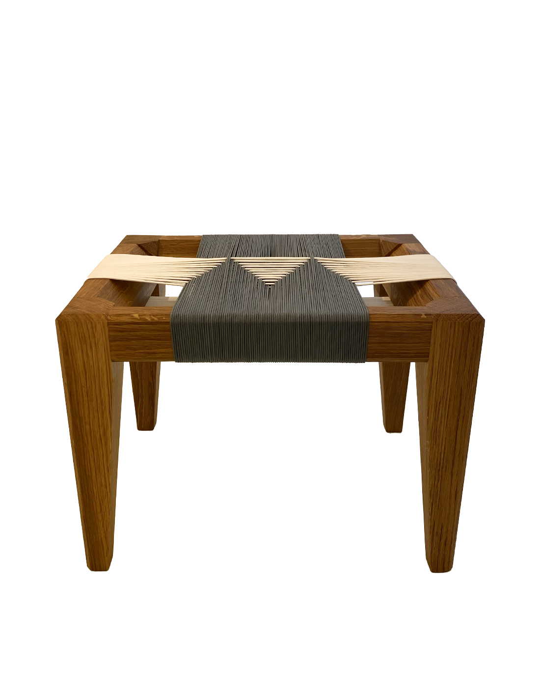 Image of Tabouret assise écru et bleu