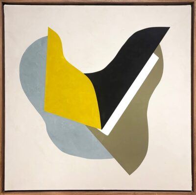 Je réserve l’œuvre de Audrey Noël - Sans titre Sans titre (fond beige, formes: bleue, verte, blanche, noire)