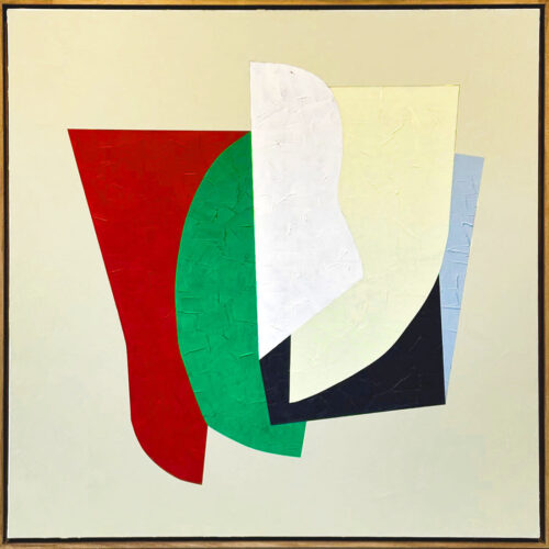 Sans titre (fond beige, formes: rouge, verte, blanche, noire, bleue) image