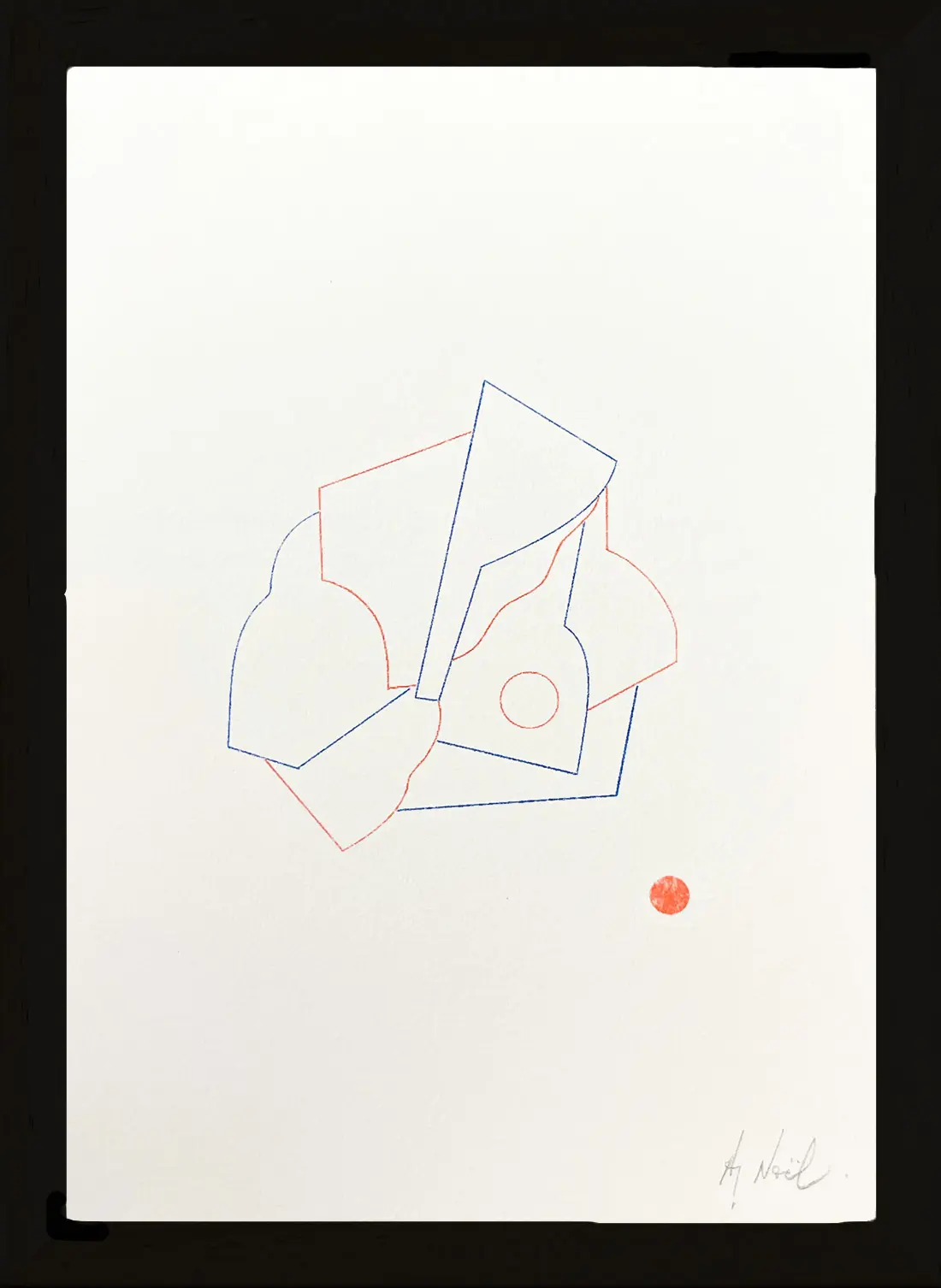 Riso formes bleues et rouges