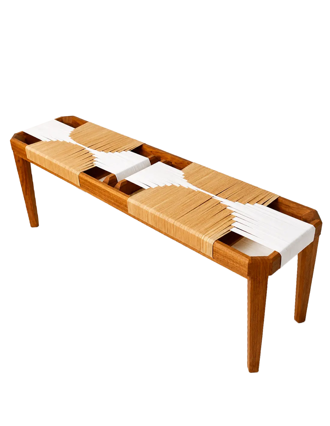 Image of Banc double Sora marron clair et blanc